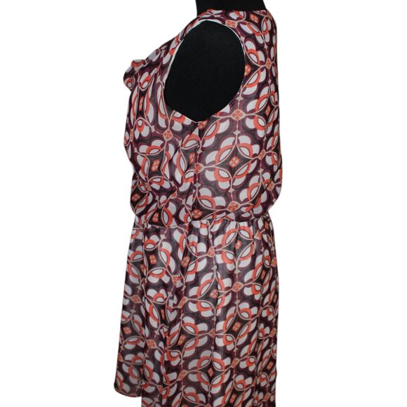 SALE BANANA REPUBLIC SLEEVELESS LIGHTWEIGHT GEOMETRIC ORANGE PURPLE TANK 4 EUC - Picture 5 of 9